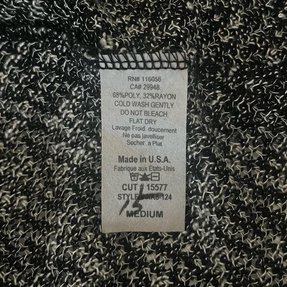 Jess & Jane Waterfall Jacket Cascading Open Front Cardigan Black White Medium - Picture 6 of 7